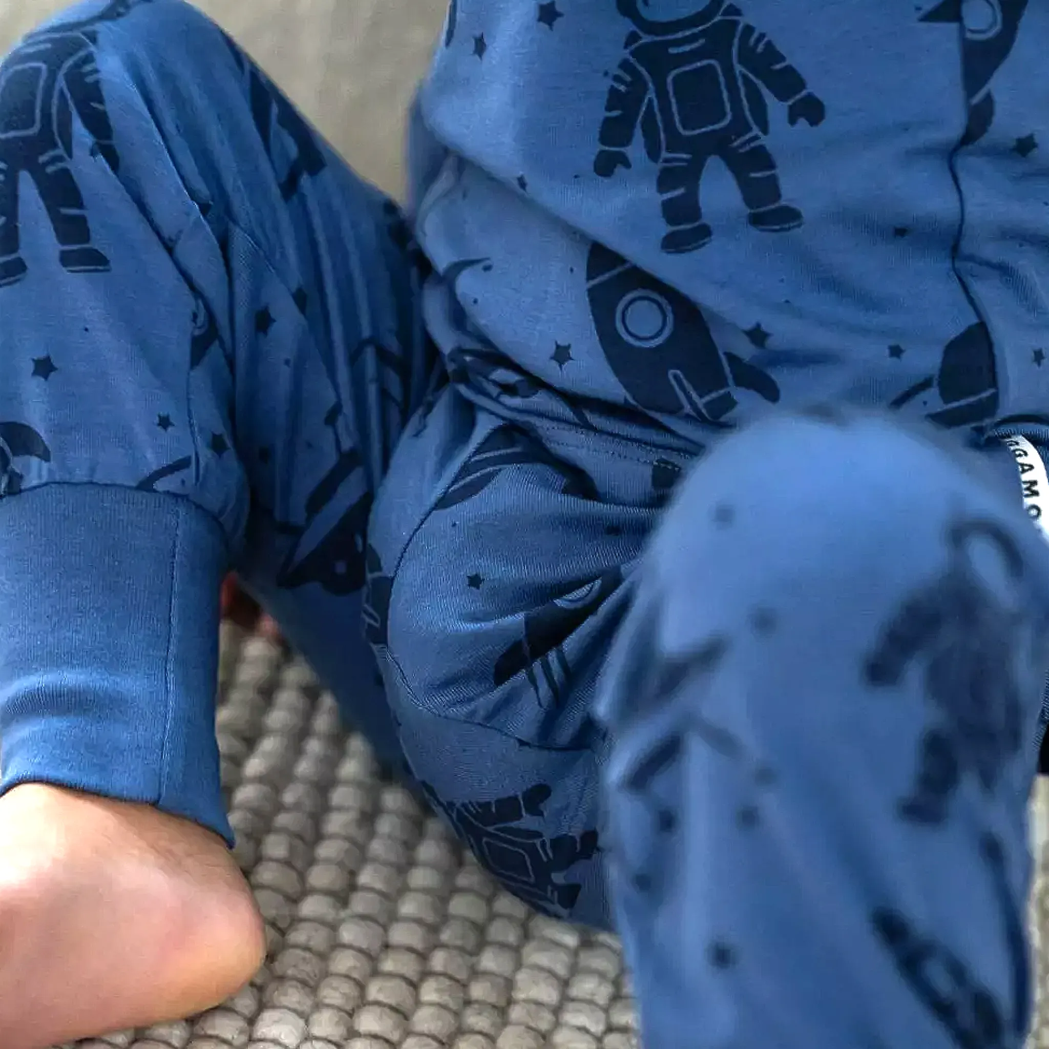 Barn Geggamoja Babybyxor|Bambukläder<Babybyxor Bambu Blå Astronaut