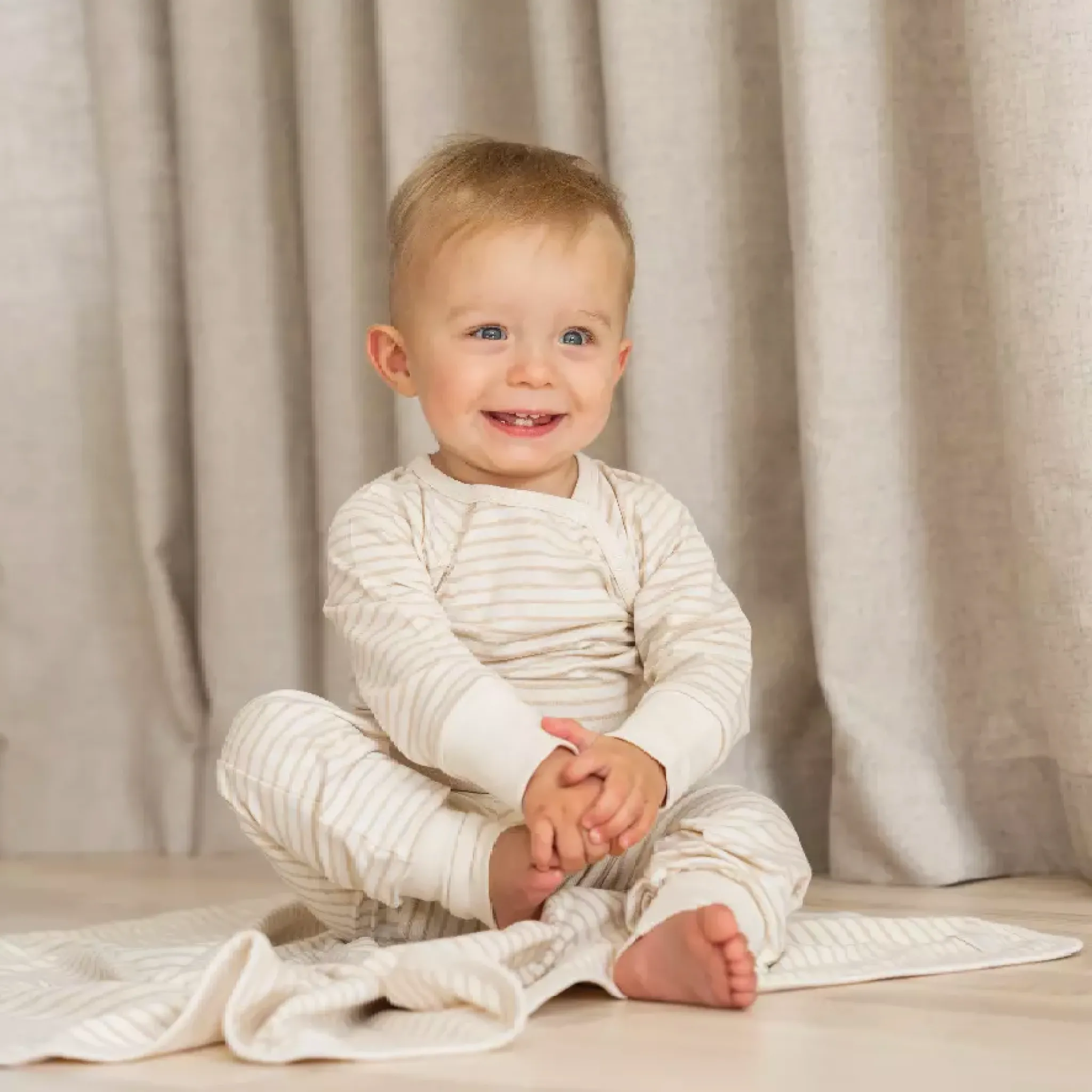 Barn Geggamoja Babybyxor|Bambukläder<Babybyxor Bambu Classic Vit/Beige