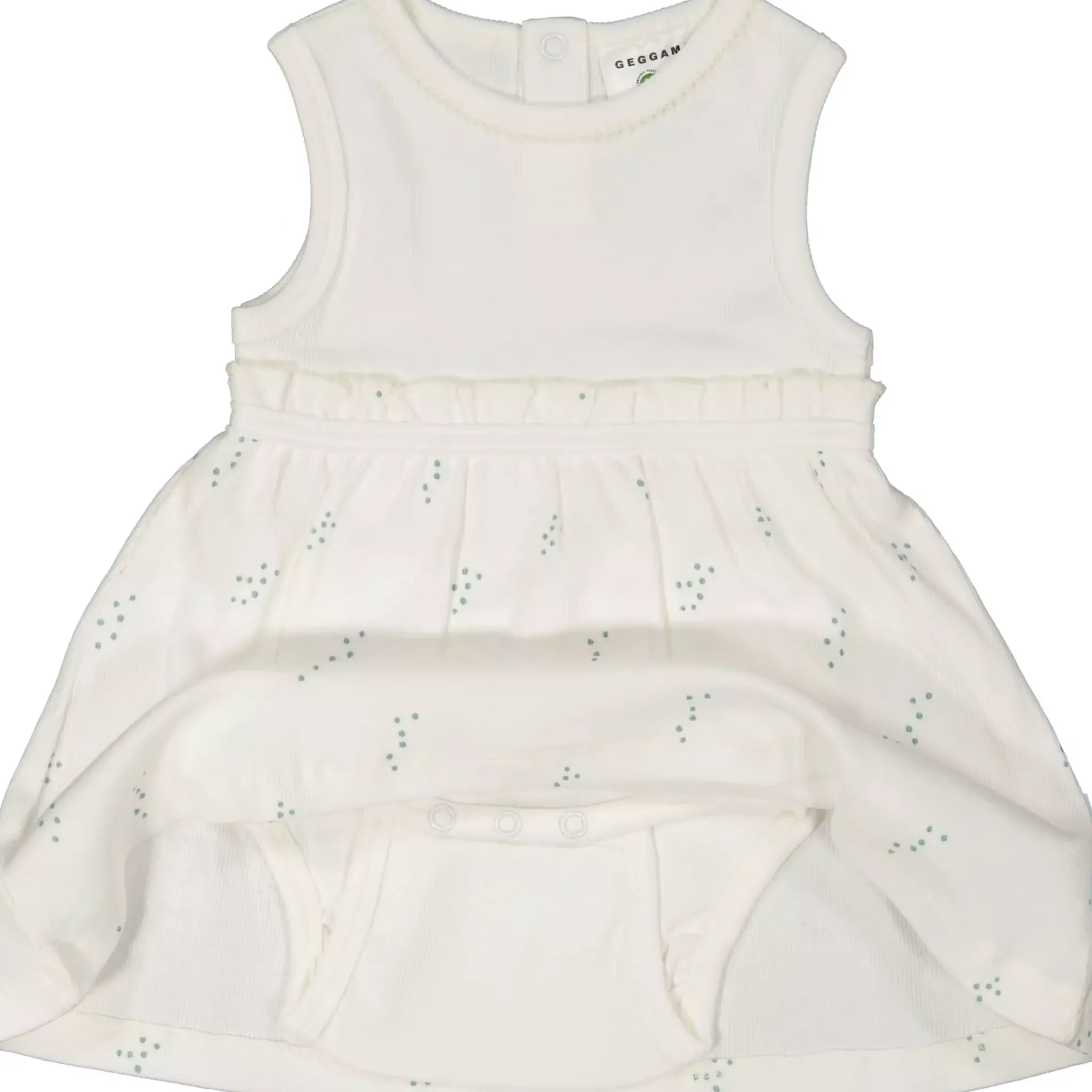 Barn Geggamoja Nyfödd<Babyklänning ärmlös Tiny Dots Vit