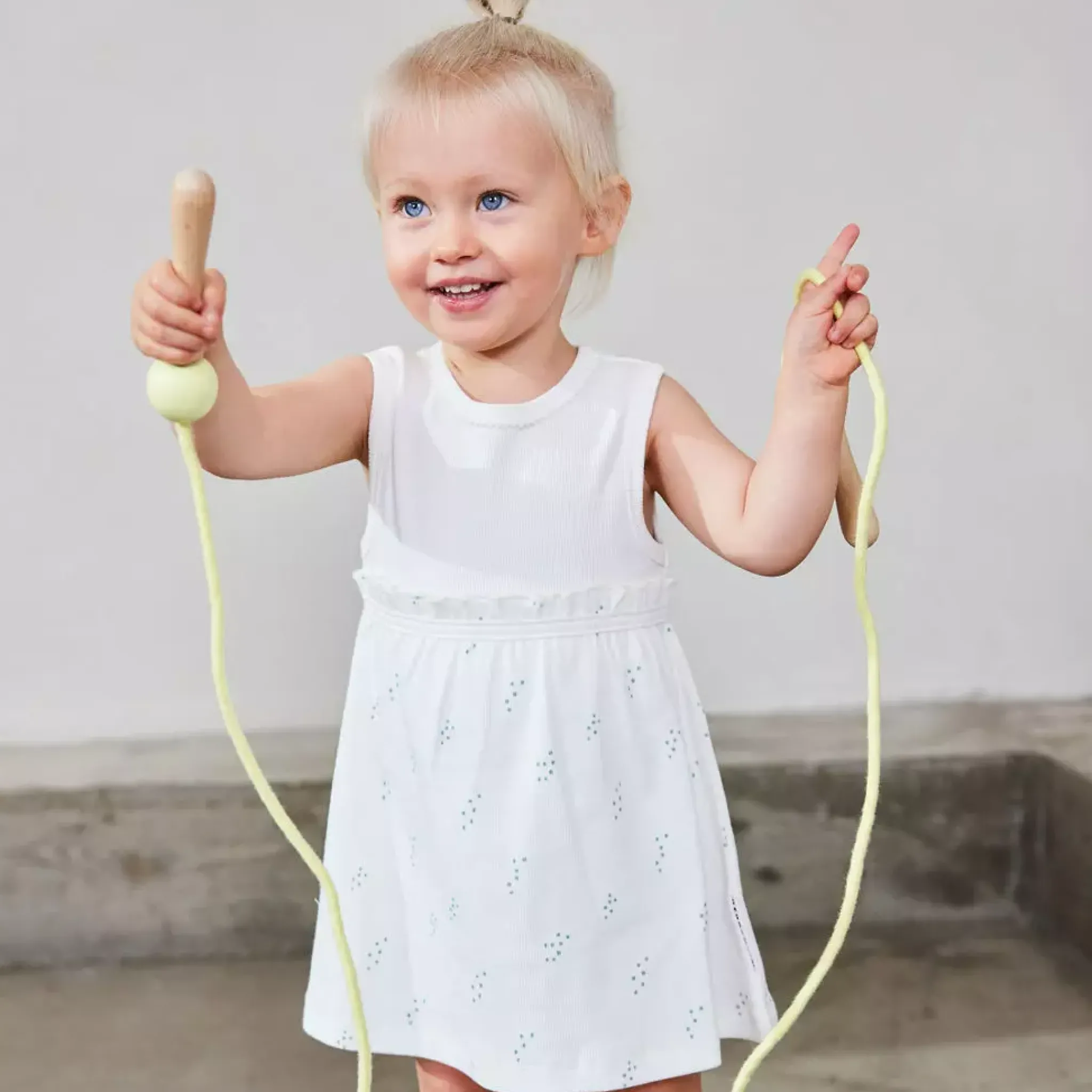 Barn Geggamoja Nyfödd<Babyklänning ärmlös Tiny Dots Vit