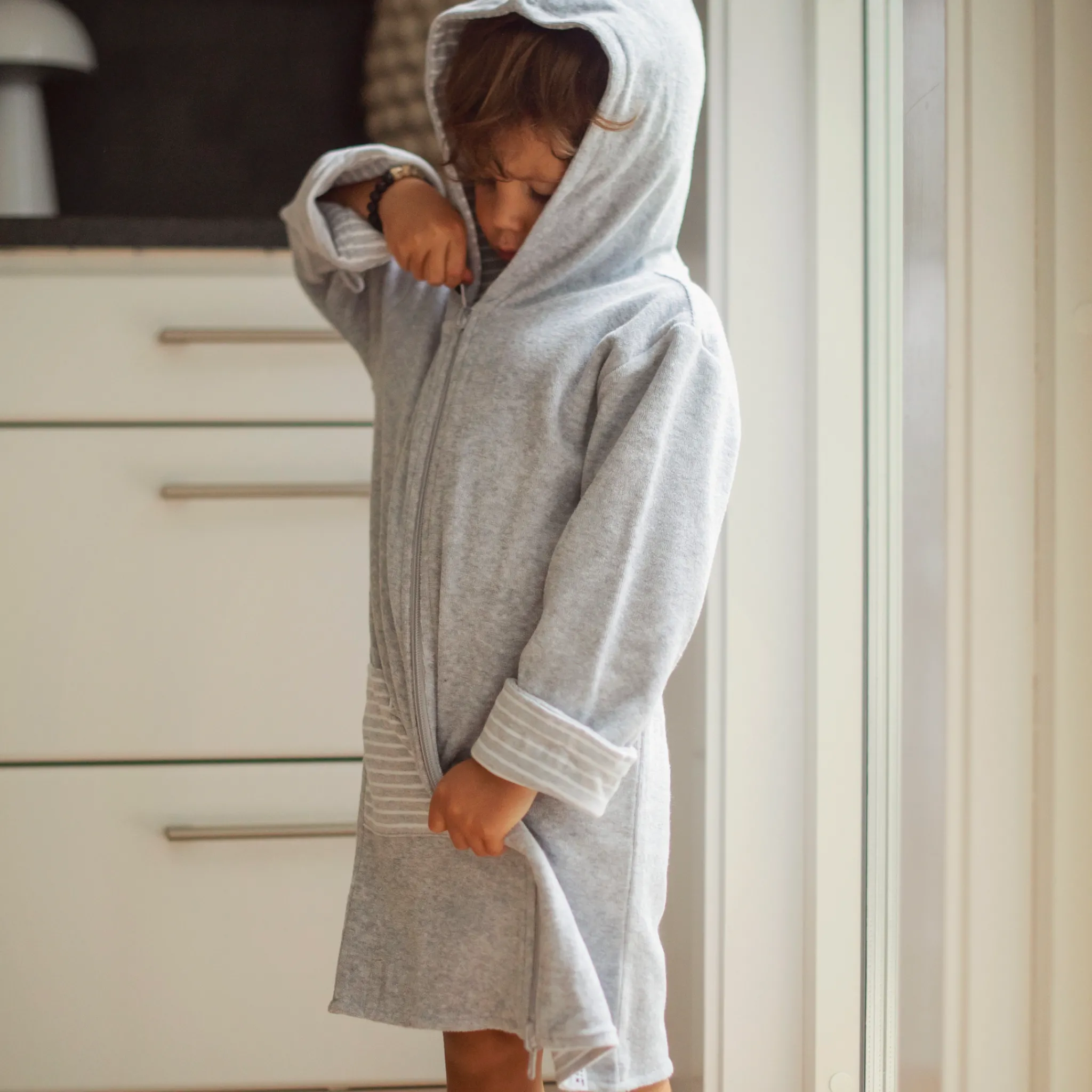 Barn Geggamoja Badrockar<Badrock Vändbar Classic Grå/Vit