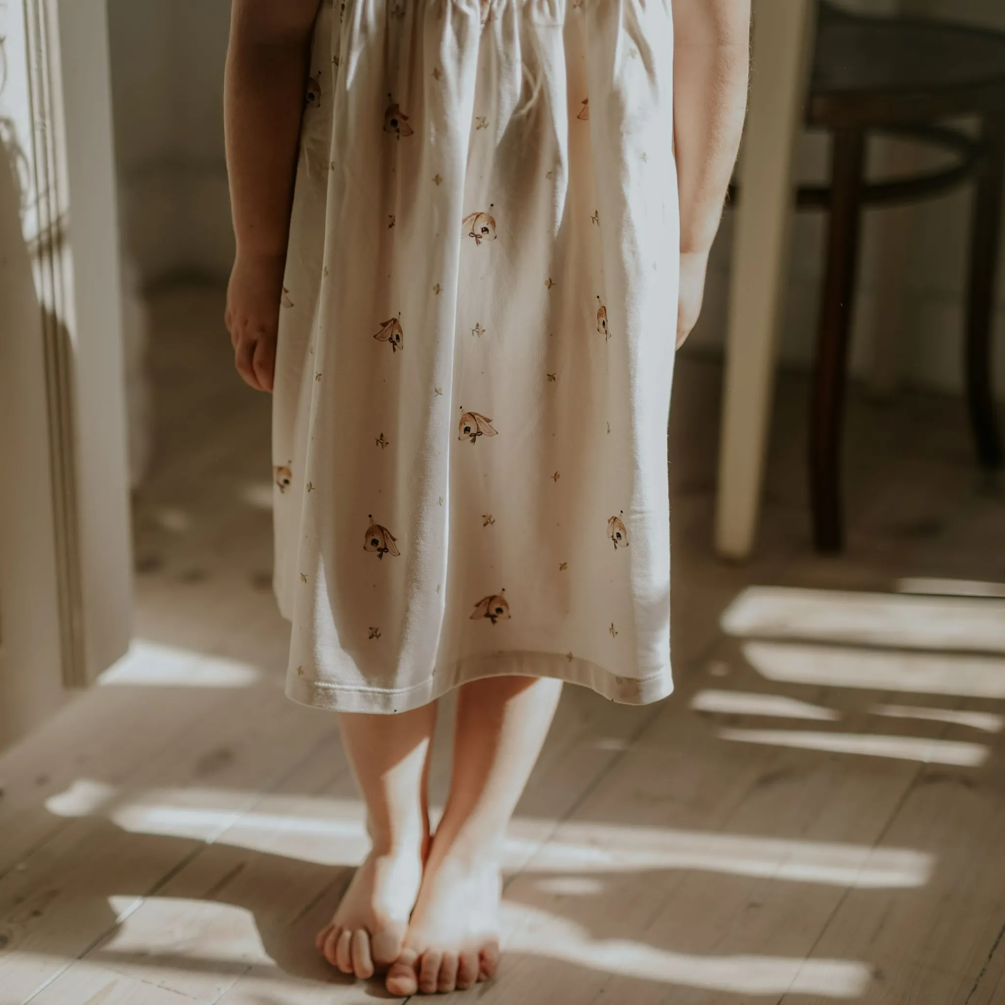 Barn Geggamoja Bambukläder<Bambu Klänning med volang Long ear