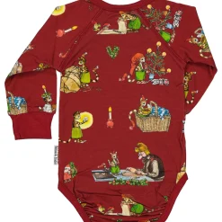 Barn Geggamoja Bodys|Nyfödd<Body Pettson och Findus Röd - Julmotiv