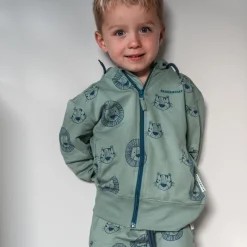 Barn Geggamoja Tröjor<College Hoodie Tiger Grön