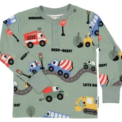 Barn Geggamoja Tröjor|Bambukläder<Farfarströja Bambu Traktor Grön