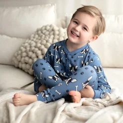 Barn Geggamoja Tröjor|Bambukläder<Farsfarströja Bambu Bulldog Blå