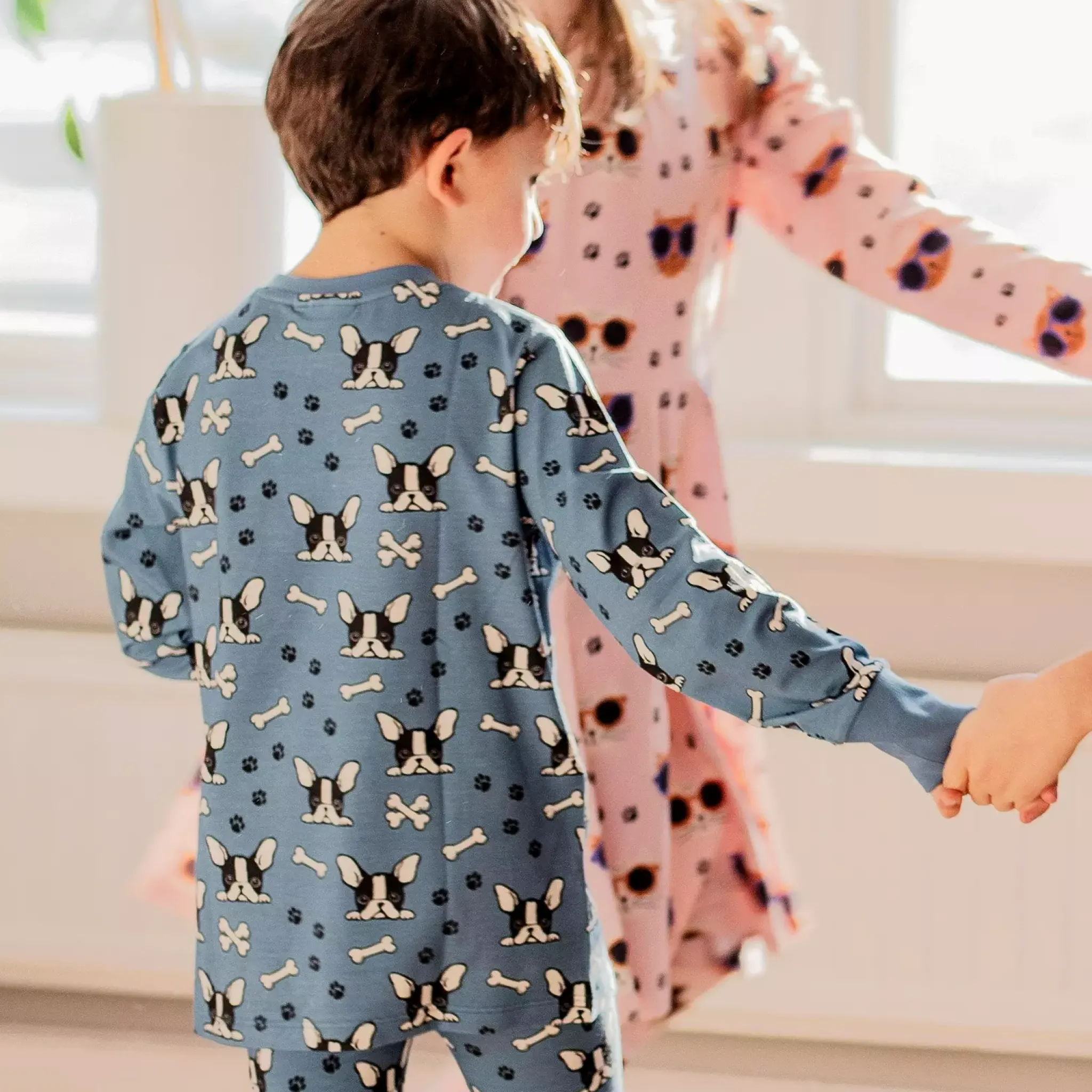 Barn Geggamoja Tröjor|Bambukläder<Farsfarströja Bambu Bulldog Blå