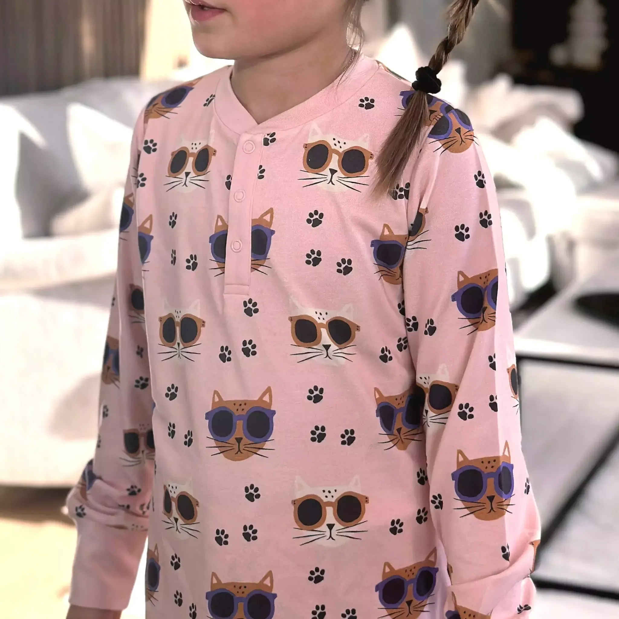 Barn Geggamoja Tröjor|Bambukläder<Farsfarströja Bambu Cool Cats Rosa