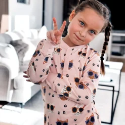 Barn Geggamoja Tröjor|Bambukläder<Farsfarströja Bambu Cool Cats Rosa