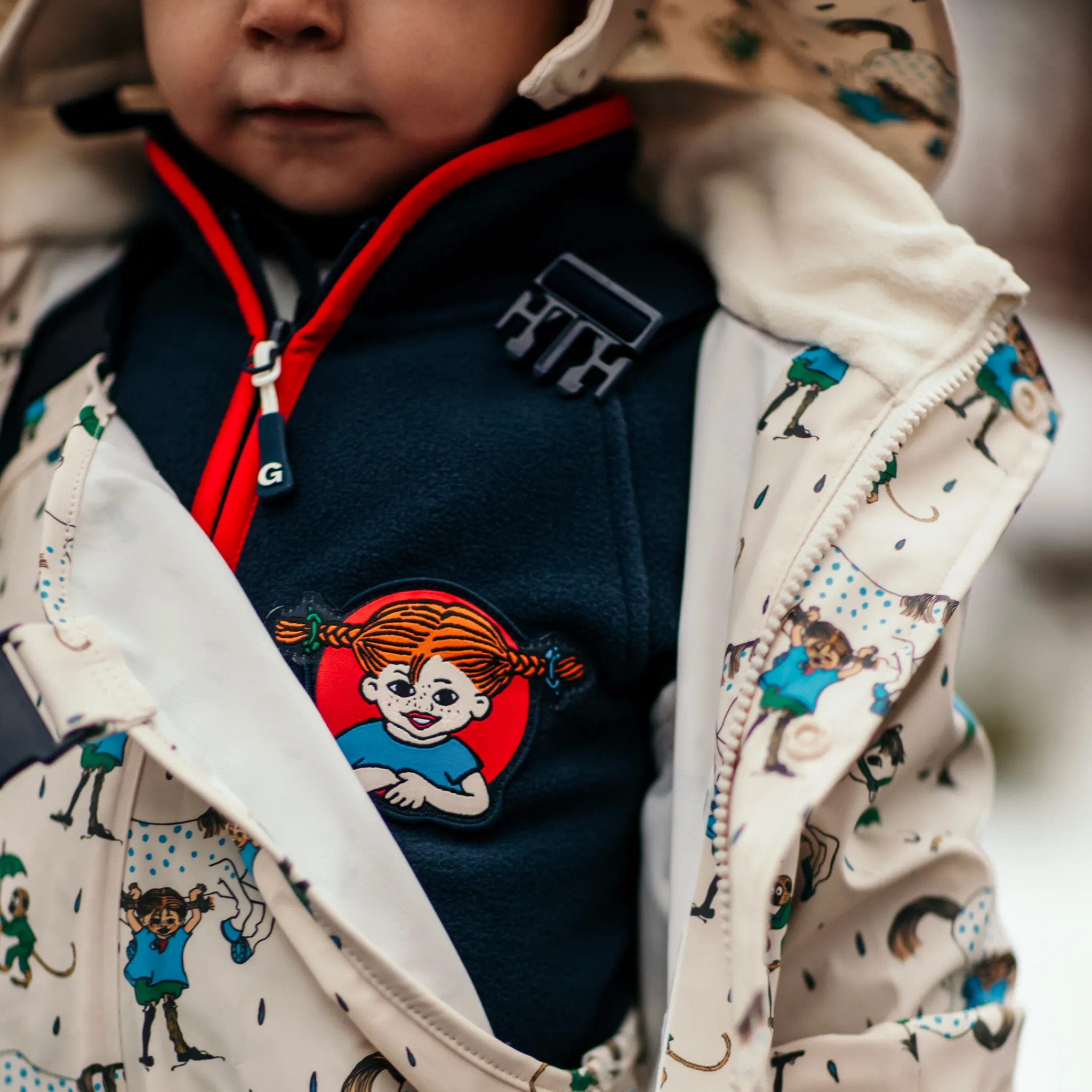 Barn Geggamoja Jackor|Fleecekläder<Fleecejacka Pippi Långstrump Navy