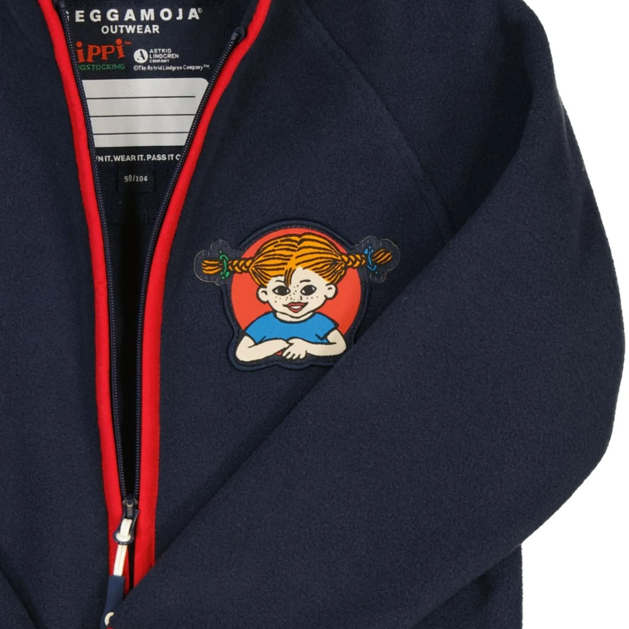 Barn Geggamoja Jackor|Fleecekläder<Fleecejacka Pippi Långstrump Navy