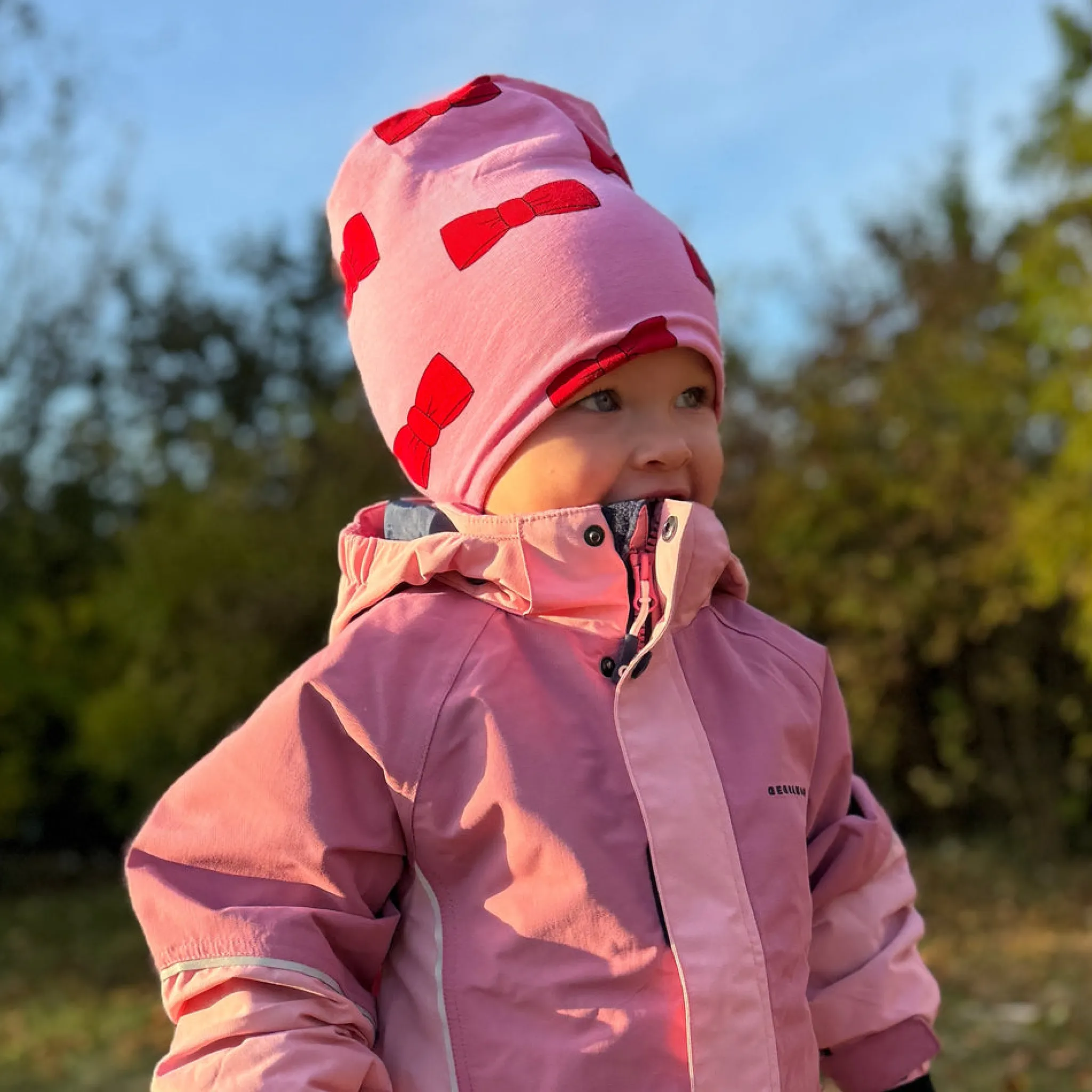 Barn Geggamoja Vintermössor|Bambukläder<Fleecemössa Bambu Rosett Rosa