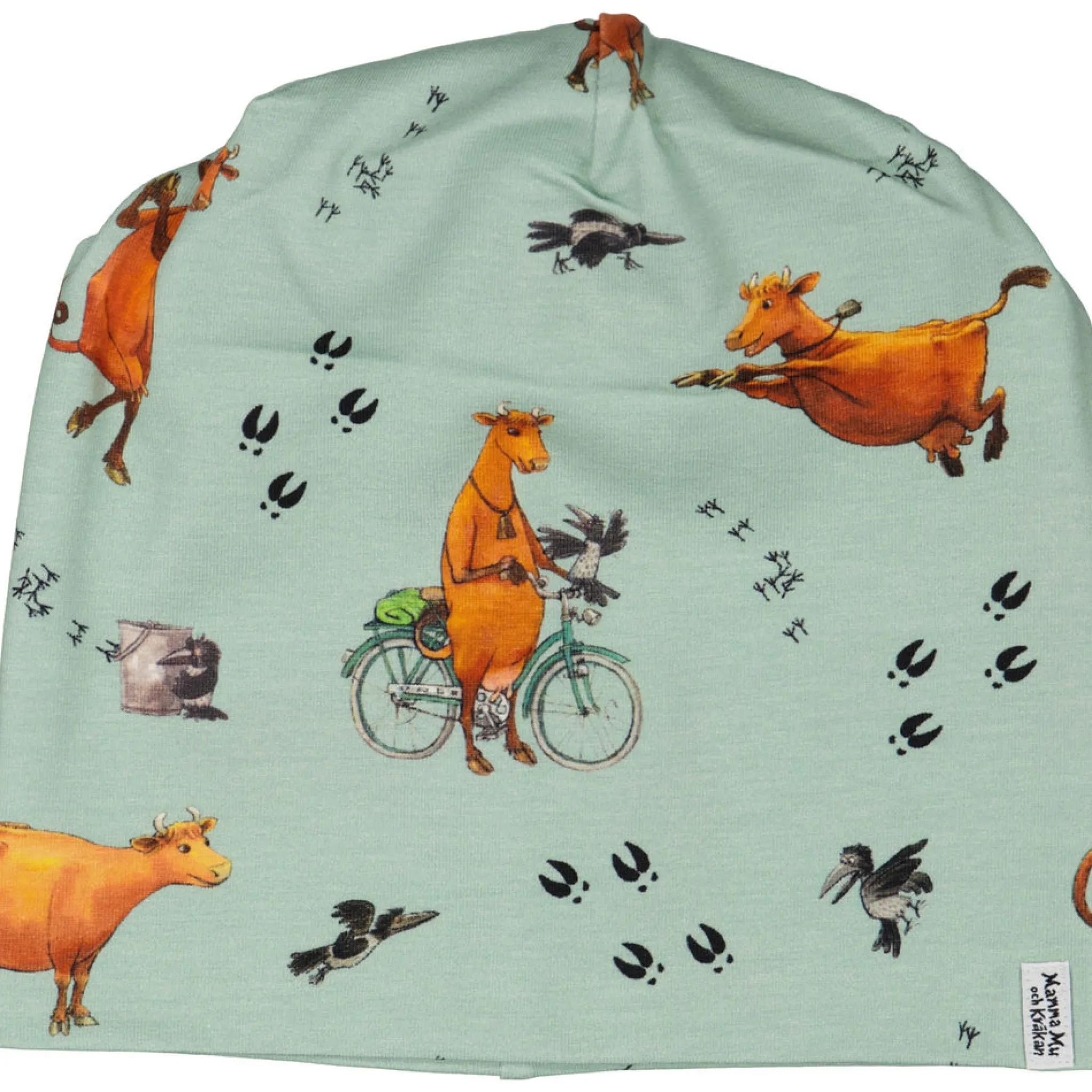 Barn Geggamoja Vintermössor<Fleecemössa Mamma Mu och Kråkan Grön