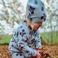 Barn Geggamoja Vintermössor<Fleecemössa Racoon Grön