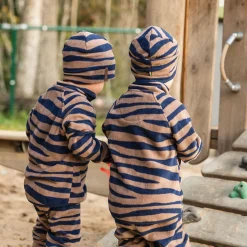 Barn Geggamoja Vintermössor<Fleecemössa Zebra Blå/Brun