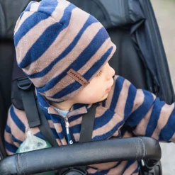 Barn Geggamoja Vintermössor<Fleecemössa Zebra Blå/Brun