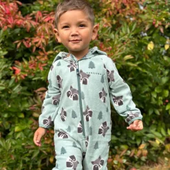 Barn Geggamoja Overaller|Fleecekläder<Fleeceoverall Racoon Grön