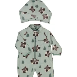 Barn Geggamoja Overaller|Fleecekläder<Fleeceoverall Racoon Grön