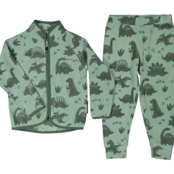 Barn Geggamoja Fleecekläder<Fleeceset Dino Grön