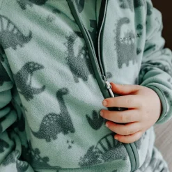 Barn Geggamoja Fleecekläder<Fleeceset Dino Grön