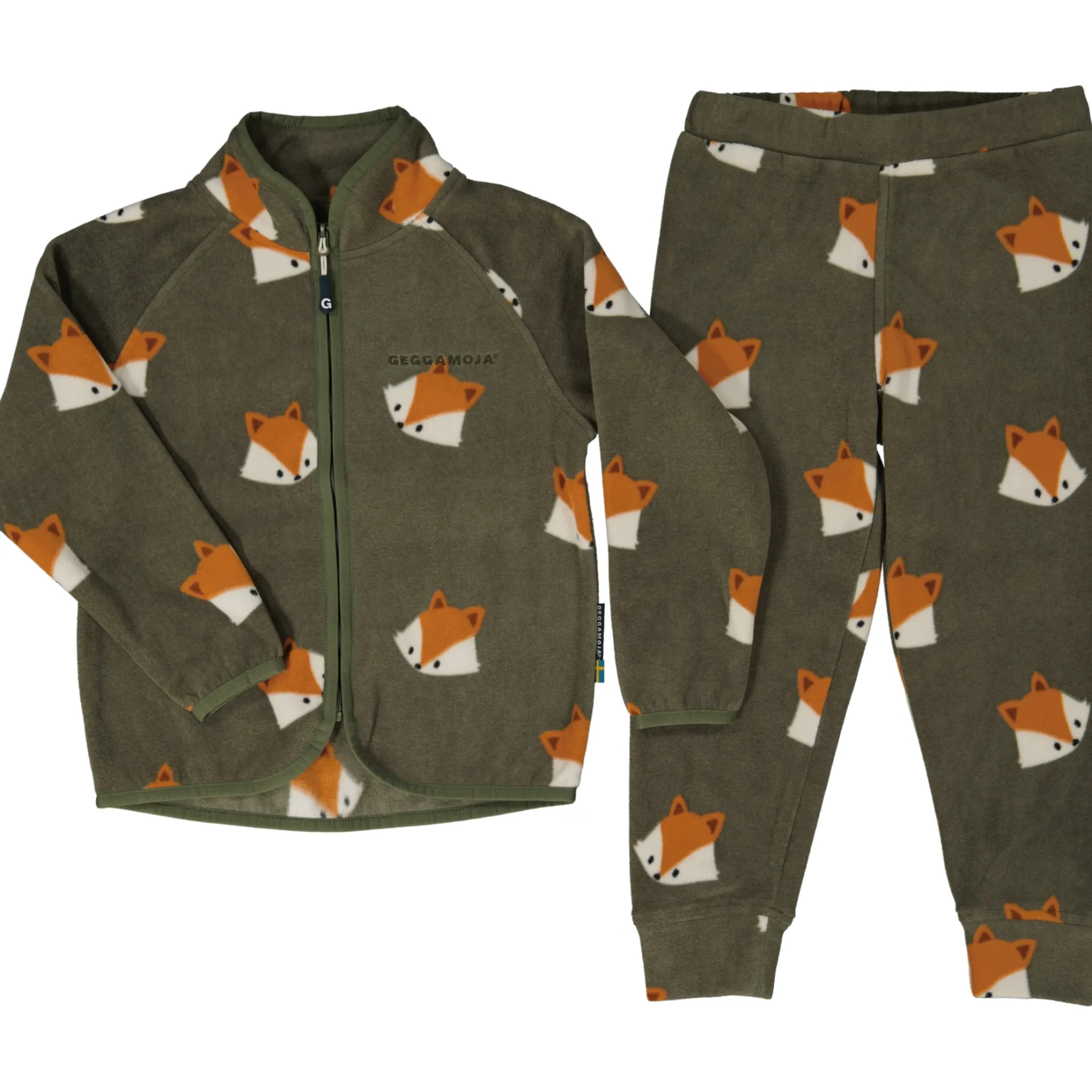 Barn Geggamoja Fleecekläder<Fleeceset Räv Grön