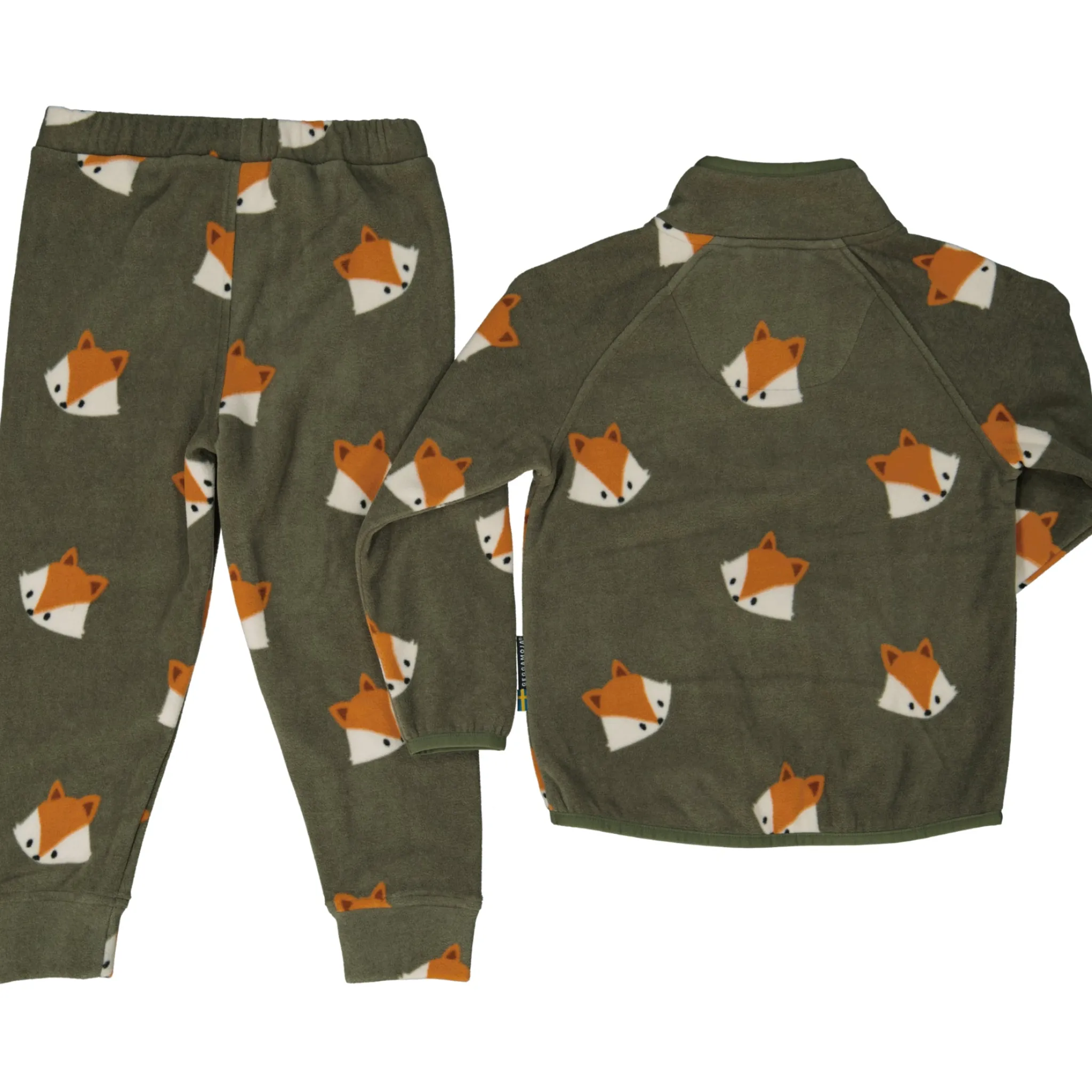 Barn Geggamoja Fleecekläder<Fleeceset Räv Grön
