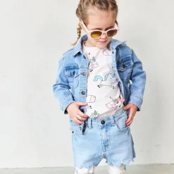 Barn Geggamoja Shorts<High waist Jeansshorts Ljusblå