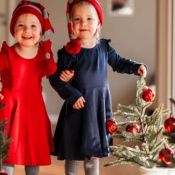 Barn Geggamoja Klänningar<Klänning med volang Marinblå