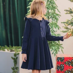 Barn Geggamoja Klänningar<Klänning med volang Marinblå