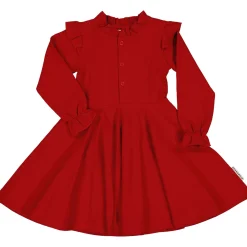 Barn Geggamoja Klänningar<Klänning med volang Mörkröd
