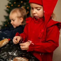 Barn Geggamoja Klänningar<Klänning med volang Mörkröd
