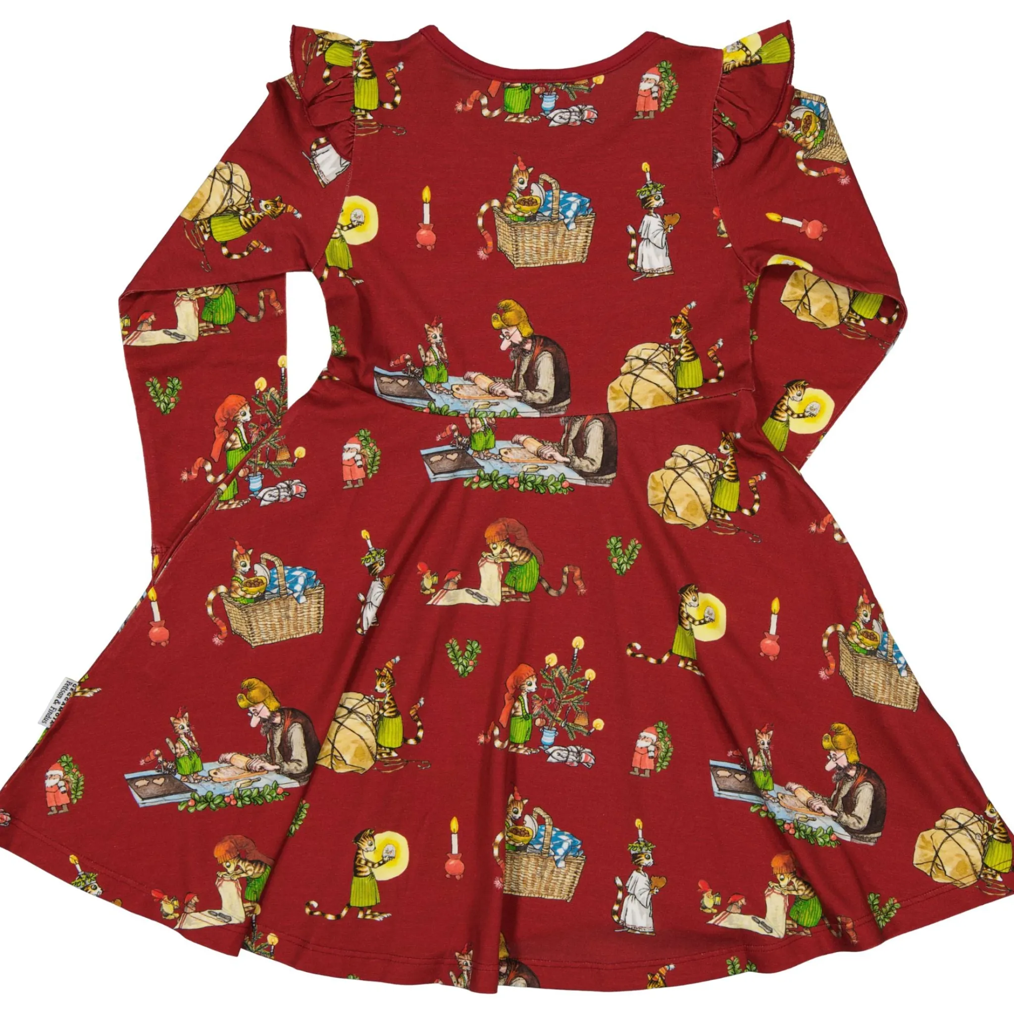 Barn Geggamoja Klänningar<Klänning Pettson och Findus Röd - Julmotiv