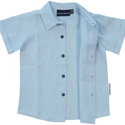 Barn Geggamoja Skjortor<Linneskjorta Ljusblå