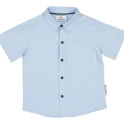 Barn Geggamoja Skjortor<Linneskjorta Ljusblå