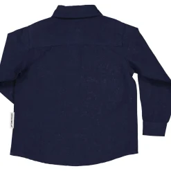 Barn Geggamoja Skjortor<Linneskjorta lång arm Navy
