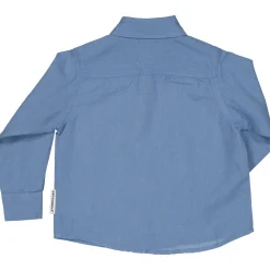 Barn Geggamoja Skjortor<Linneskjorta lång ärm Blå
