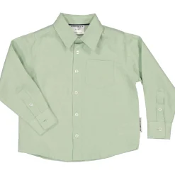 Barn Geggamoja Skjortor<Linneskjorta lång ärm Mint
