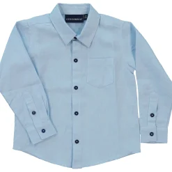 Barn Geggamoja Skjortor<Linneskjorta Långärmad Ljusblå