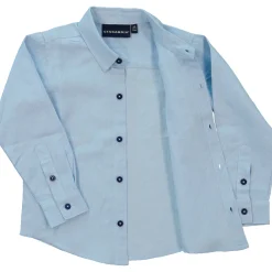Barn Geggamoja Skjortor<Linneskjorta Långärmad Ljusblå
