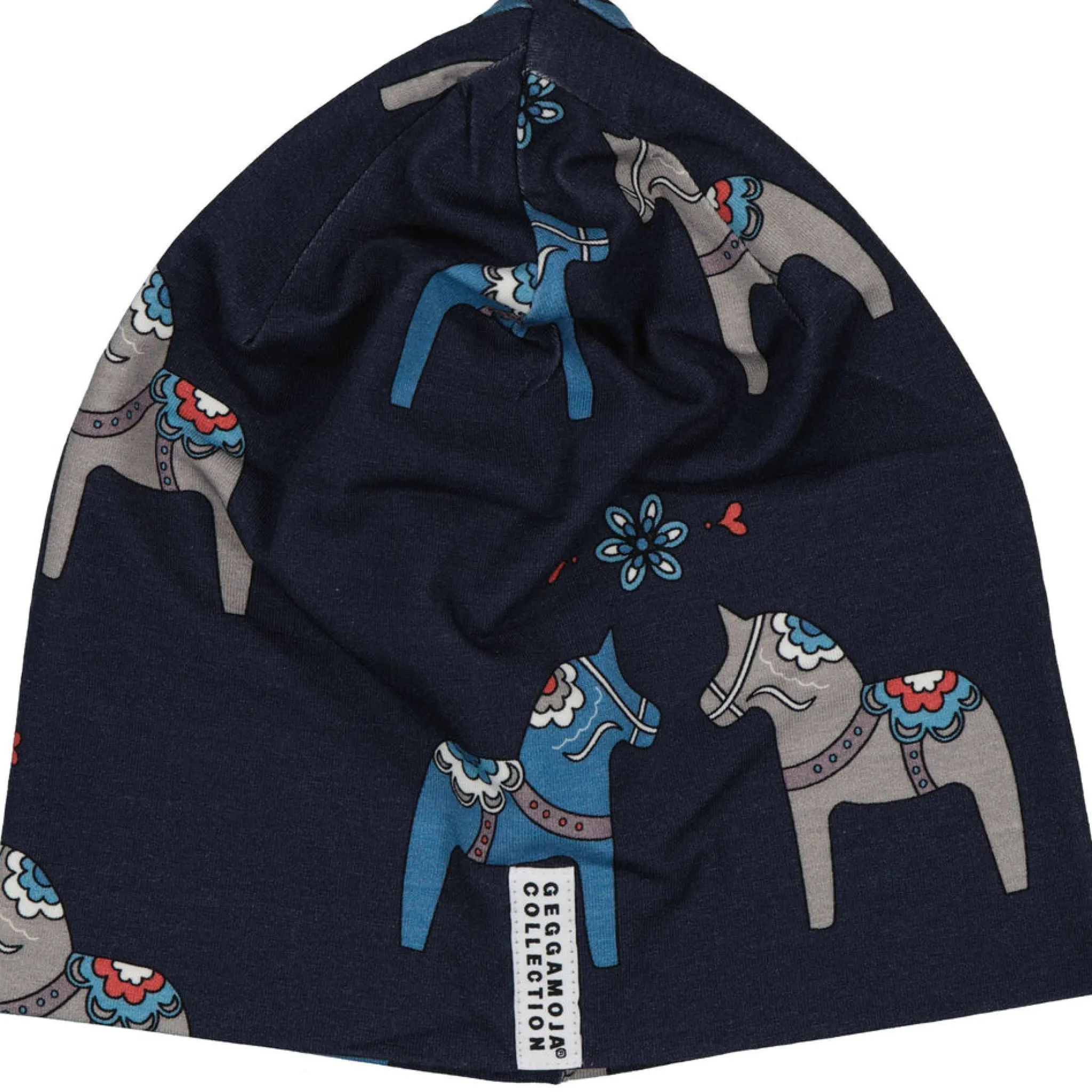 Barn Geggamoja Tunna Mössor|Bambukläder<Mössa Bambu Dalahäst Navy