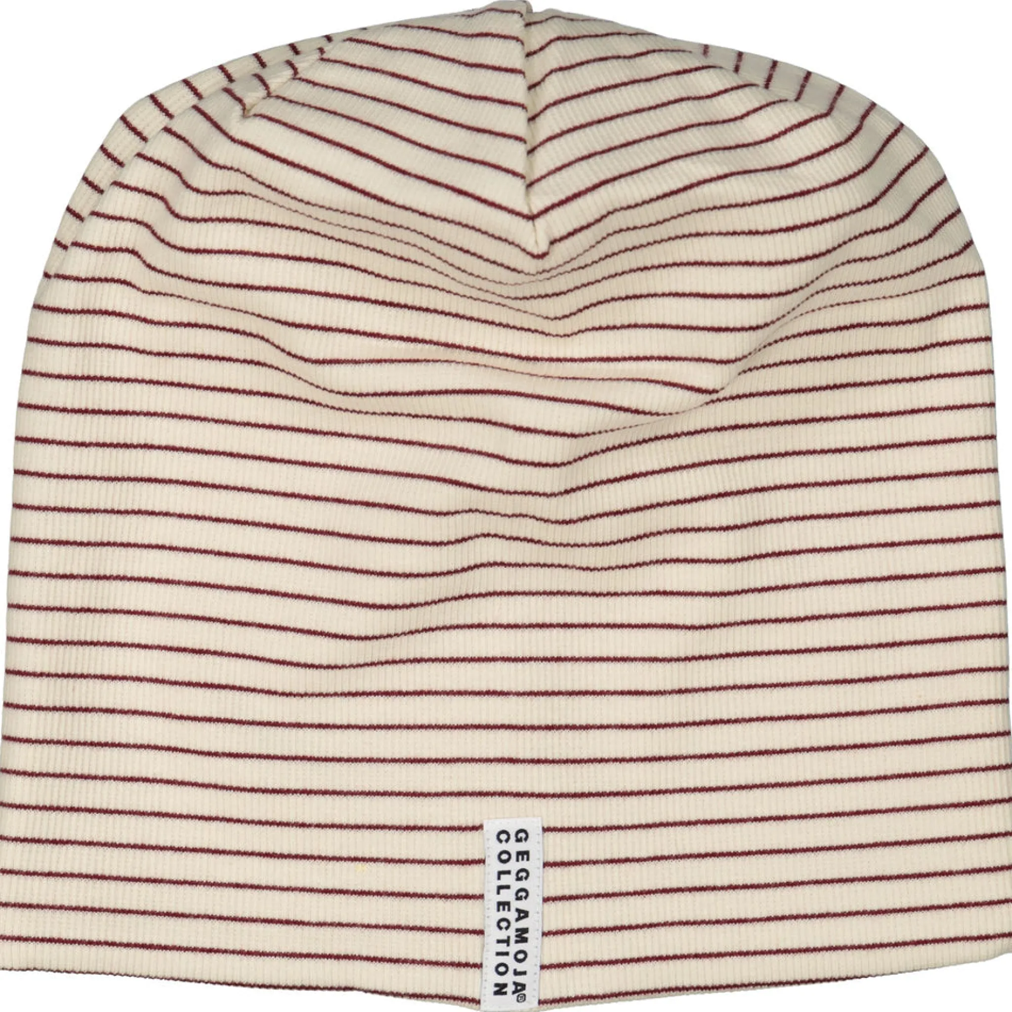 Barn Geggamoja Tunna Mössor<Mössa i bomullsribb Vinröd rand