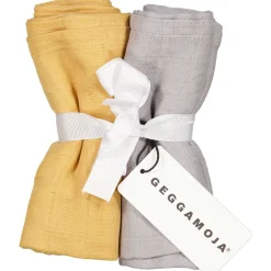 Barn Geggamoja Babyfiltar Och Snuttefiltar|Nyfödd<Muslinfilt 2-Pack Senapsgul/Grå