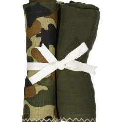 Barn Geggamoja Babyfiltar Och Snuttefiltar|Nyfödd<2-pack Muslinfilt Grön kamouflage