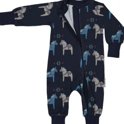 Barn Geggamoja Pyjamas Heldräkt|Bambukläder<Pyjamas Bambu Dalahäst Navy
