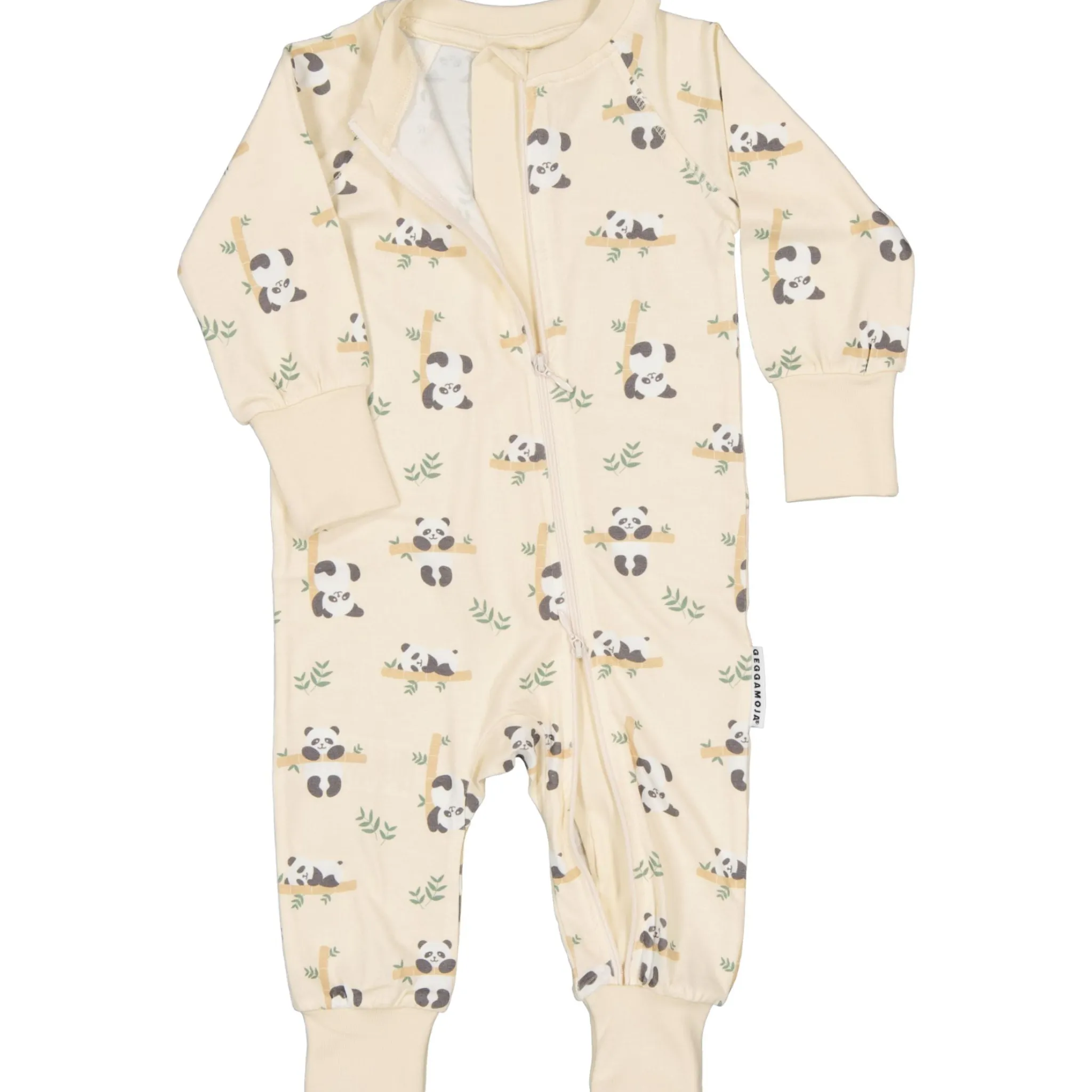 Barn Geggamoja Pyjamas Heldräkt|Bambukläder<Pyjamas Bambu Panda Beige