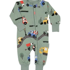 Barn Geggamoja Pyjamas Heldräkt|Bambukläder<Pyjamas Bambu Traktor Grön