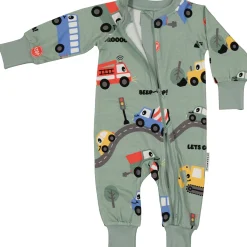 Barn Geggamoja Pyjamas Heldräkt|Bambukläder<Pyjamas Bambu Traktor Grön