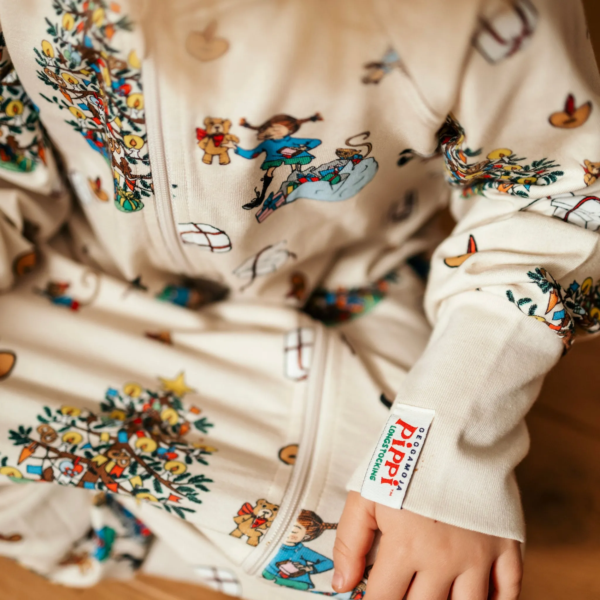 Barn Geggamoja Pyjamas Heldräkt<Pyjamas Pippi Långstrump - Julpyjamas