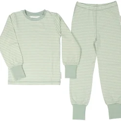 Barn Geggamoja Pyjamas Tvådelad|Bambukläder<Pyjamas tvådelad Bambu Classic Ljusgrön/Grön