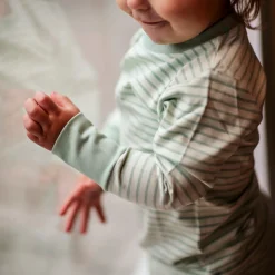 Barn Geggamoja Pyjamas Tvådelad|Bambukläder<Pyjamas tvådelad Bambu Classic Ljusgrön/Grön